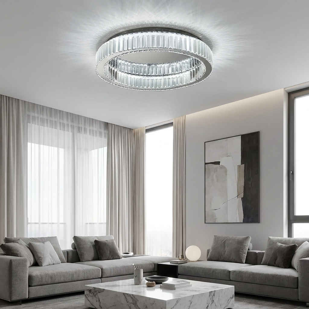 Liorael - Lustre LED cercle en cristal moderne