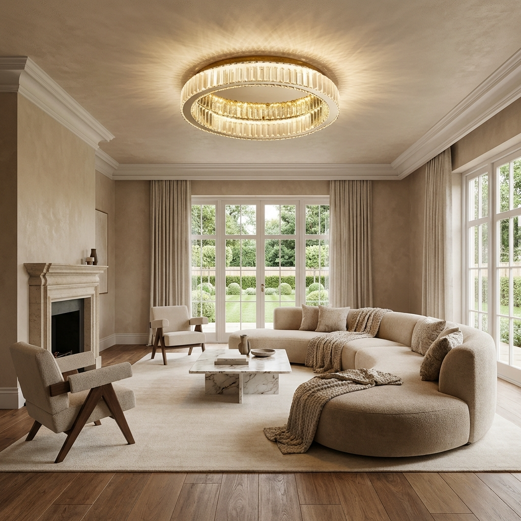 Liorael - Lustre LED cercle en cristal moderne
