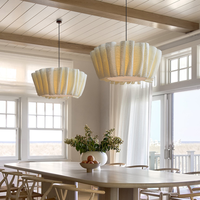 Nordic Fabric Chandelier Drum Ceiling Lamp Handmade Minimalist - Image 6