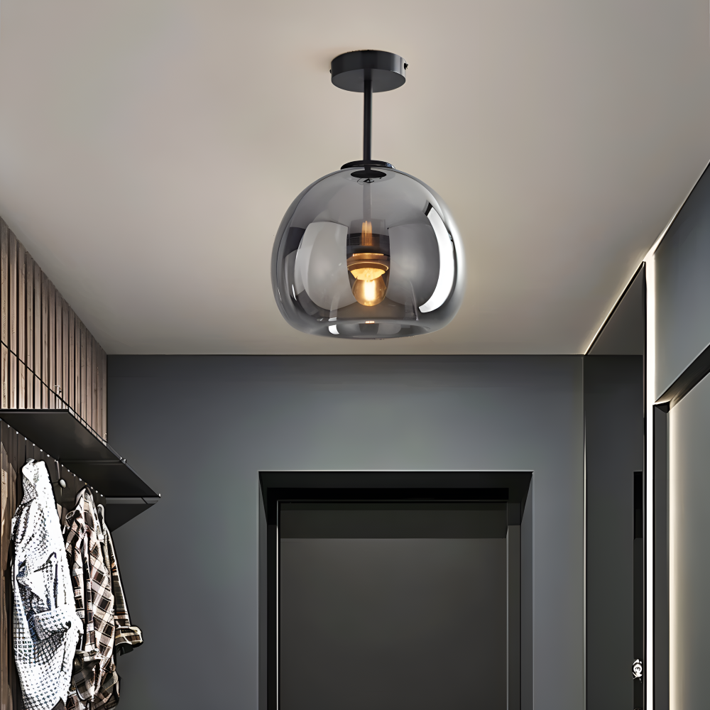 Lumosyn - Lampada da soffitto moderna in vetro LED finitura nero oro