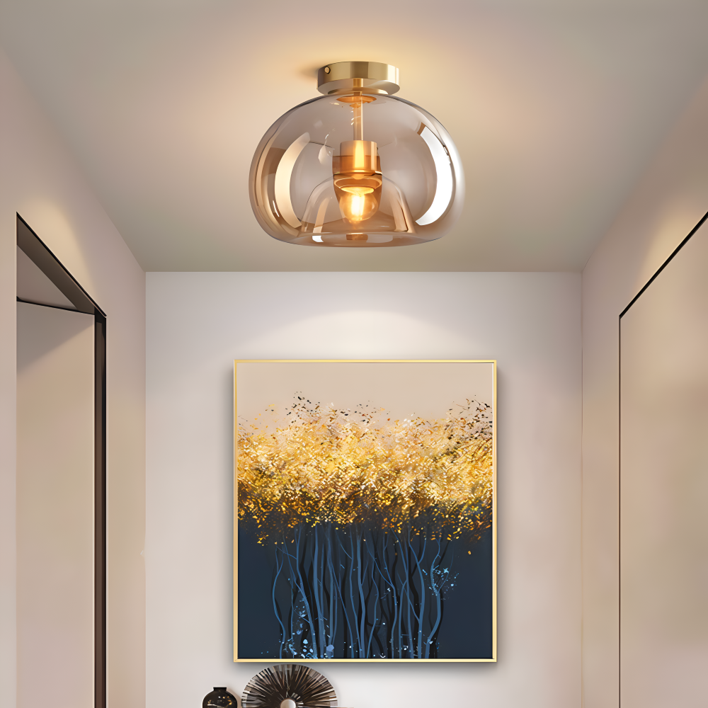 Lumosyn - Lampada da soffitto moderna in vetro LED finitura nero oro
