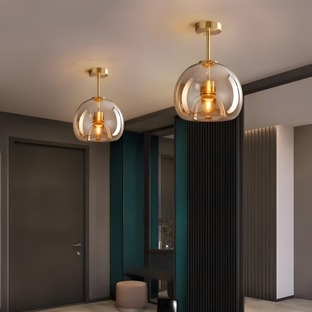 Lumosyn - Lampada da soffitto moderna in vetro LED finitura nero oro