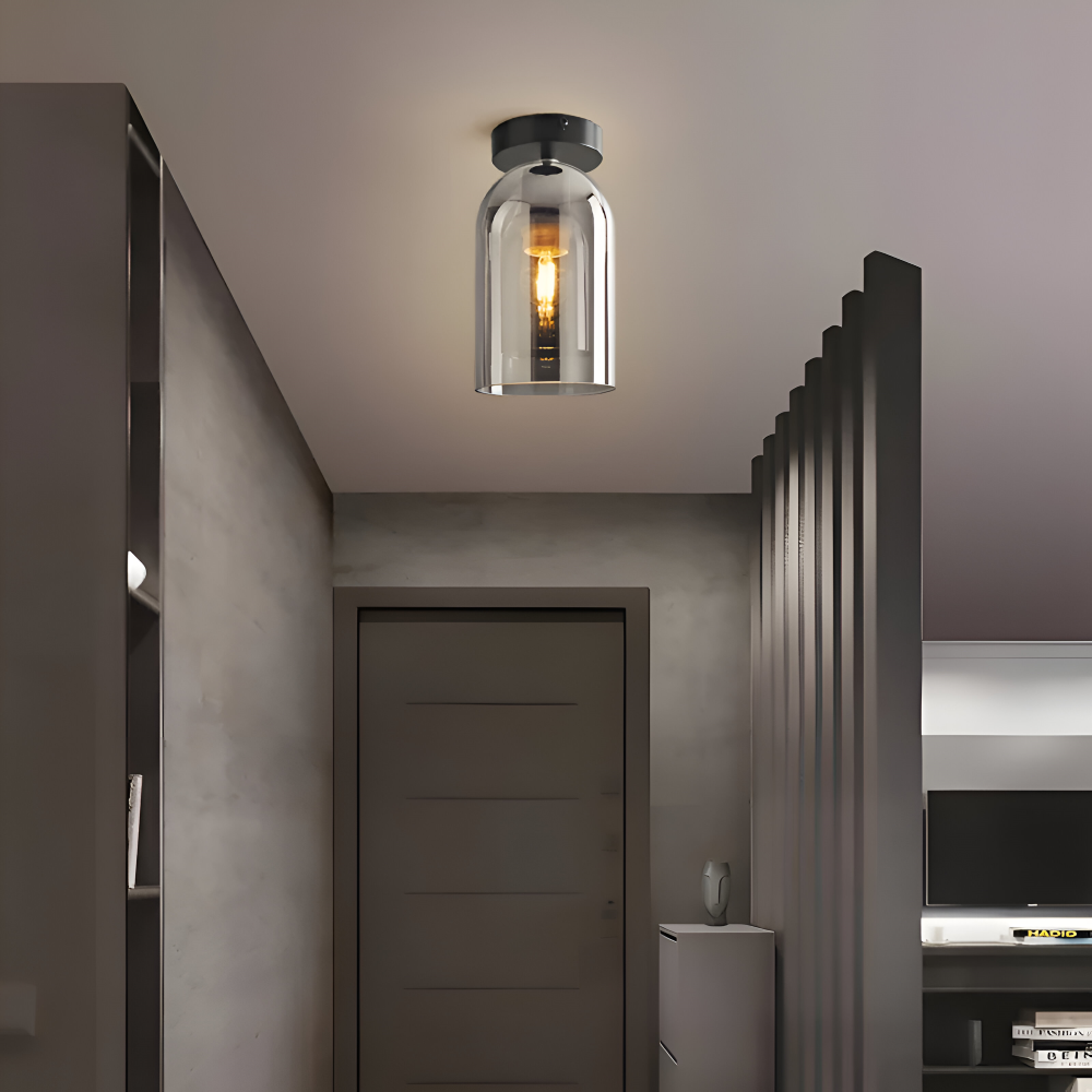 Lumosyn - Lampada da soffitto moderna in vetro LED finitura nero oro