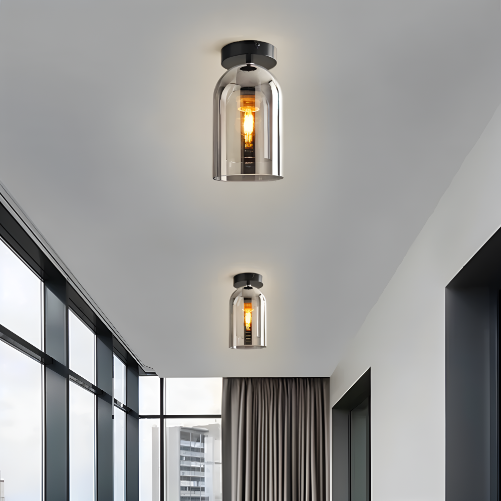 Lumosyn - Lampada da soffitto moderna in vetro LED finitura nero oro