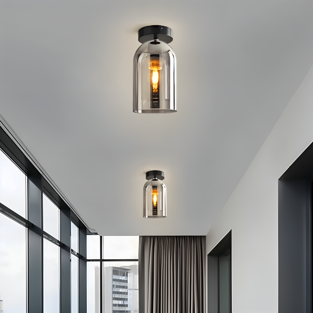 Lumosyn - Lampada da soffitto moderna in vetro LED finitura nero oro