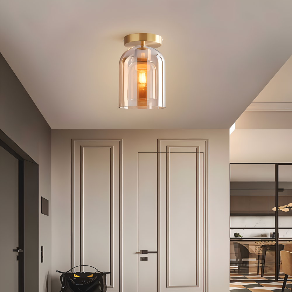 Lumosyn - Lampada da soffitto moderna in vetro LED finitura nero oro