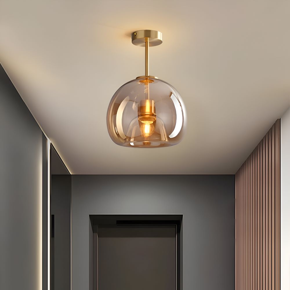 Lumosyn - Lampada da soffitto moderna in vetro LED finitura nero oro