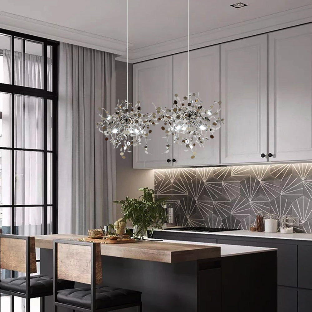 Durelia – Lampadario LED moderno con accenti oro e argento