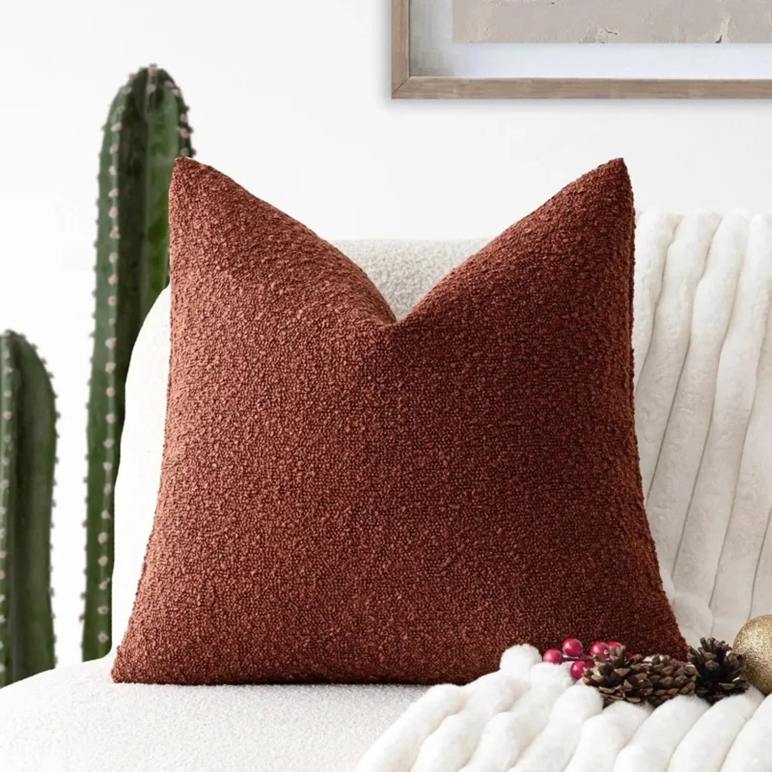 Parion - Housse de coussin premium en bouclé 45 cm x 45 cm