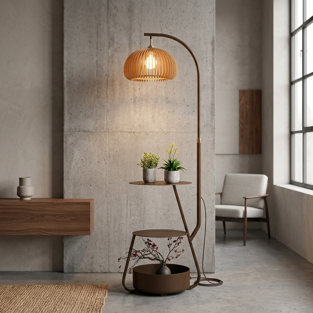 Elarionn - Lampadaire industriel en bronze à étages pour plantes