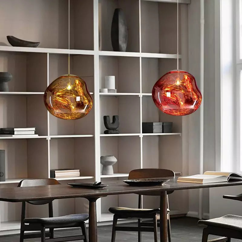 Lordia - Lampada a sospensione in vetro irregolare effetto lava fusa