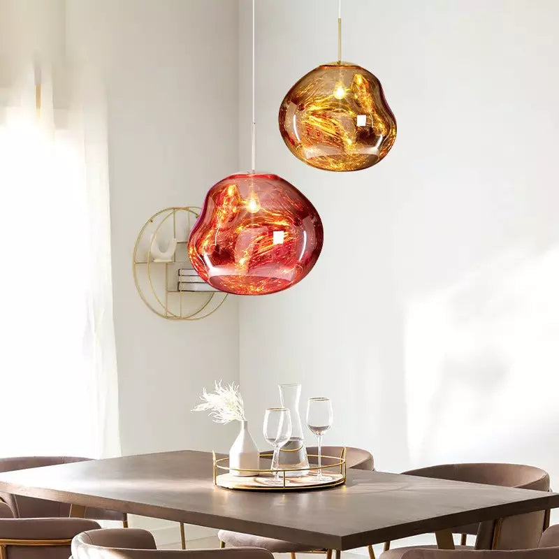Lordia - Lampada a sospensione in vetro irregolare effetto lava fusa