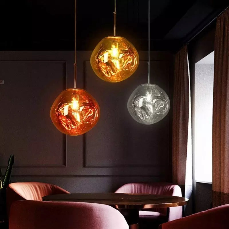 Lordia - Lampada a sospensione in vetro irregolare effetto lava fusa