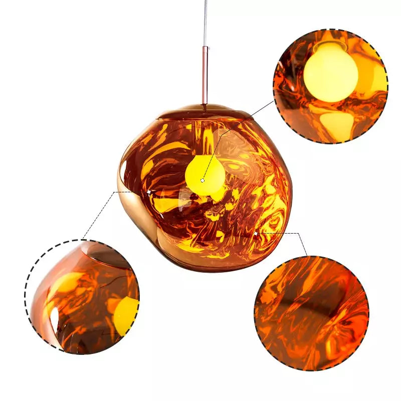 Lordia - Lampada a sospensione in vetro irregolare effetto lava fusa