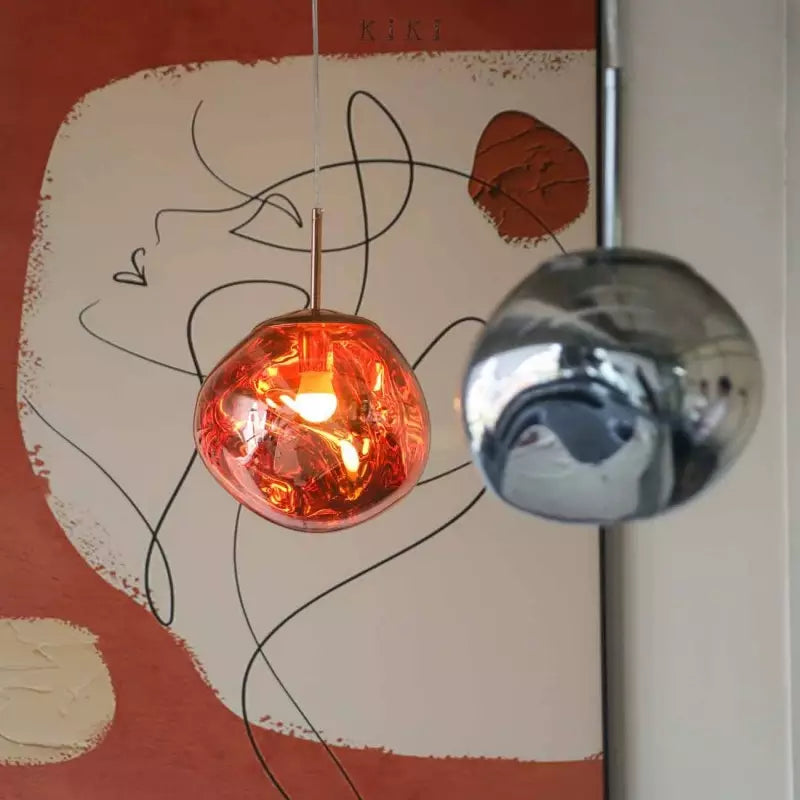 Lordia - Lampada a sospensione in vetro irregolare effetto lava fusa