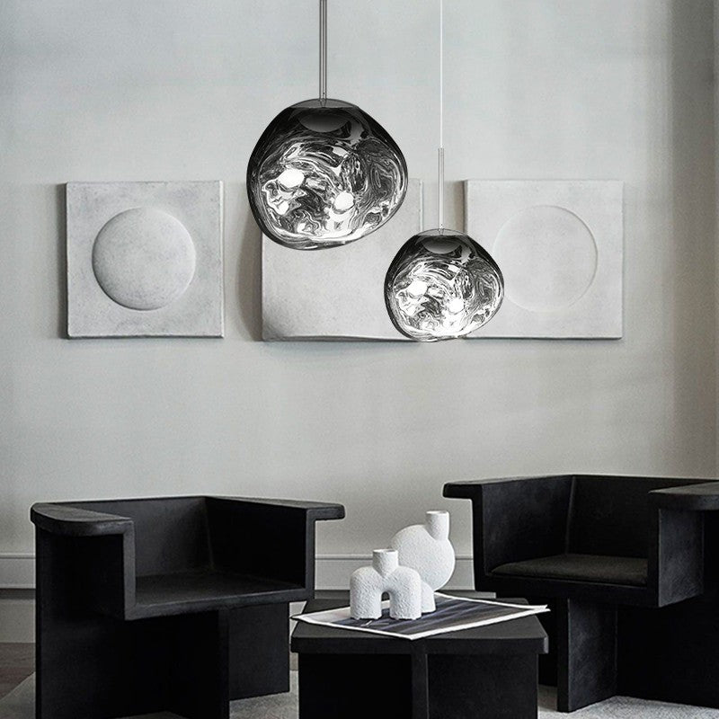 Lordia - Lampada a sospensione in vetro irregolare effetto lava fusa
