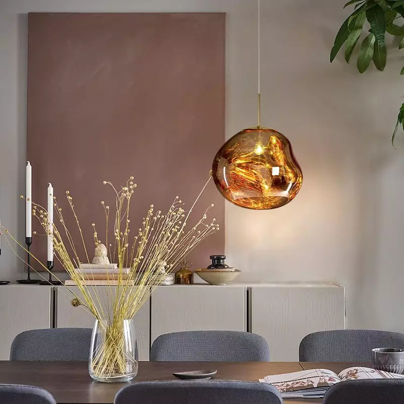 Lordia - Lampada a sospensione in vetro irregolare effetto lava fusa