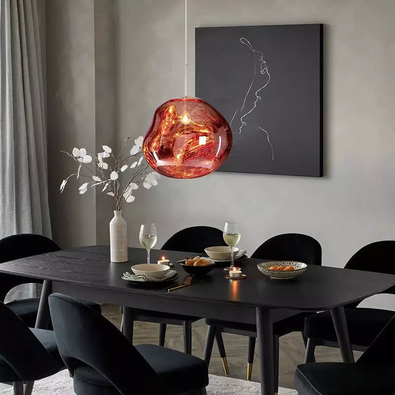 Lordia - Lampada a sospensione in vetro irregolare effetto lava fusa
