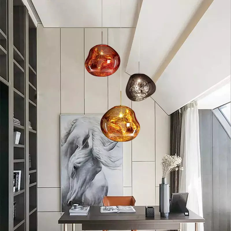 Lordia - Lampada a sospensione in vetro irregolare effetto lava fusa