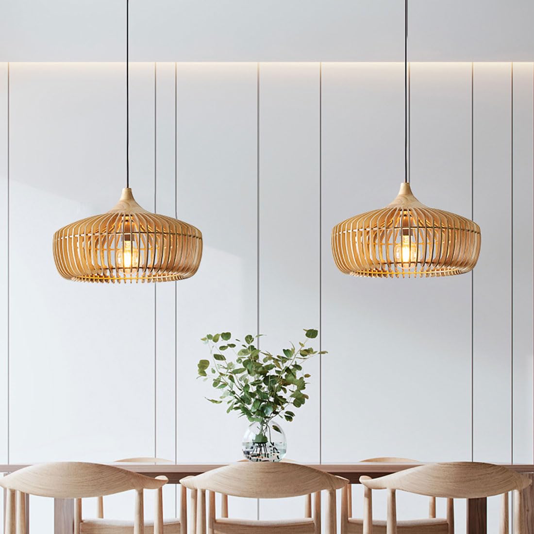 Rionda - Lampada a sospensione in legno stile nordico giapponese