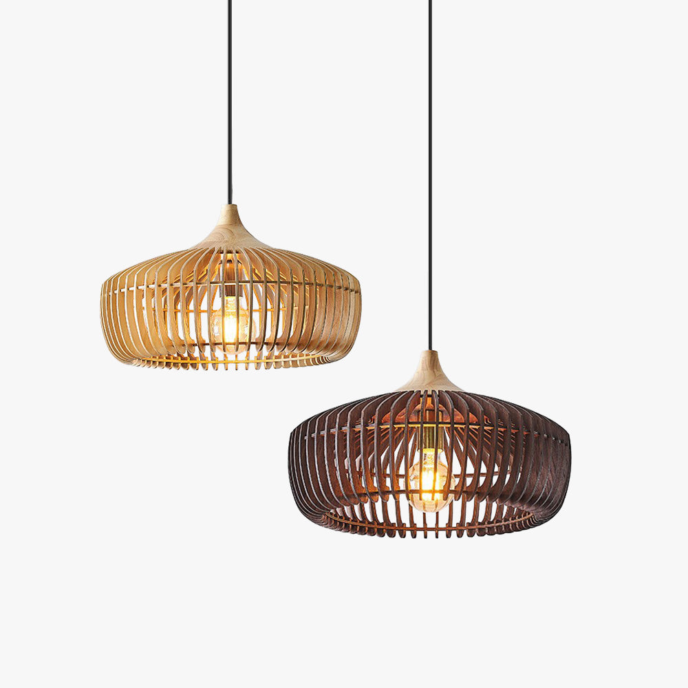 Rionda - Lampada a sospensione in legno stile nordico giapponese