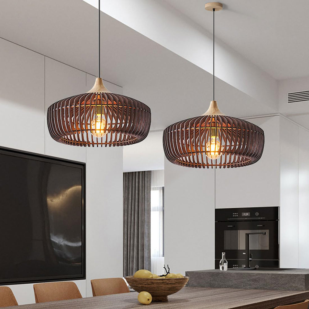 Rionda - Lampada a sospensione in legno stile nordico giapponese