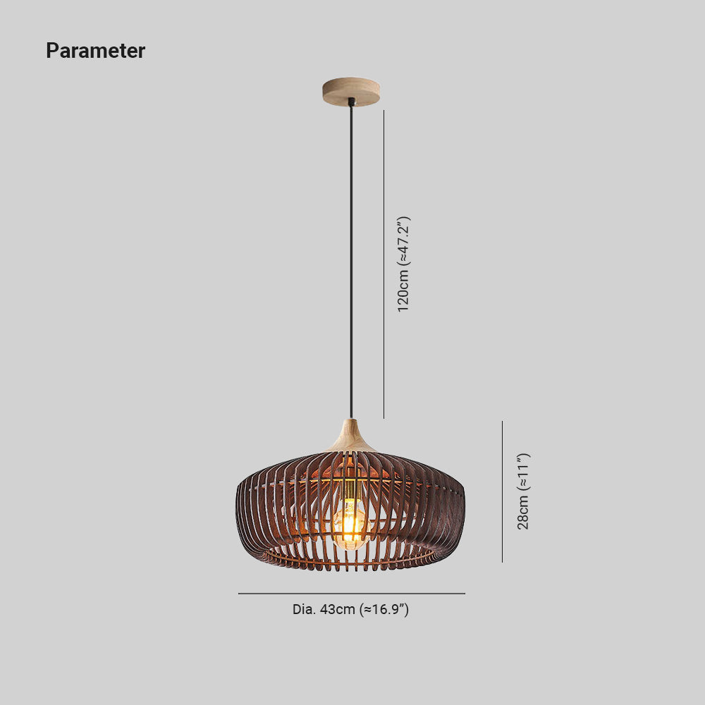 Rionda - Lampada a sospensione in legno stile nordico giapponese