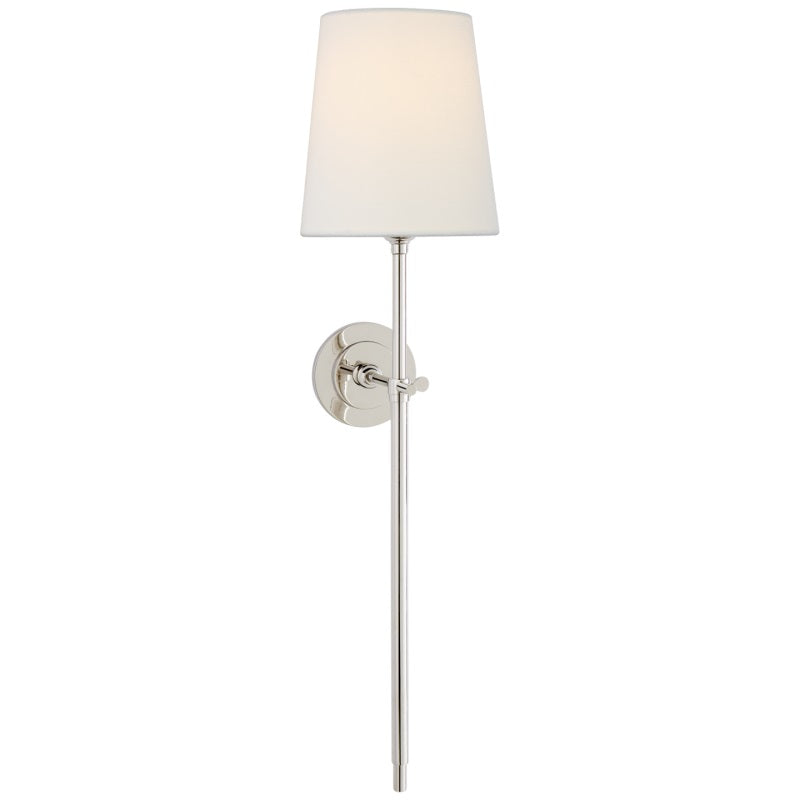 Belarion - Applique da parete con paralume in tessuto e ottone a forma conica