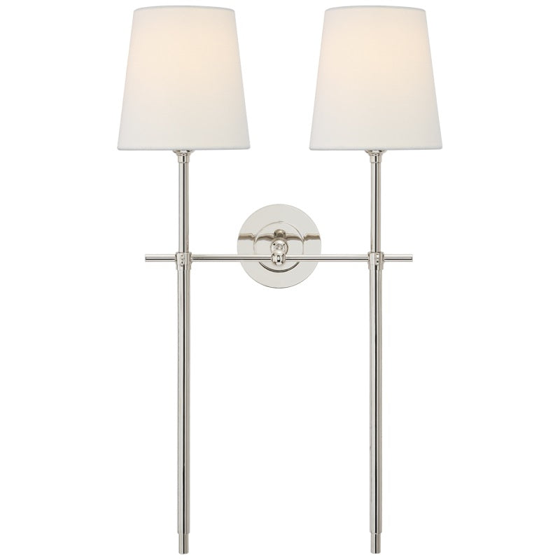 Belarion - Applique da parete con paralume in tessuto e ottone a forma conica