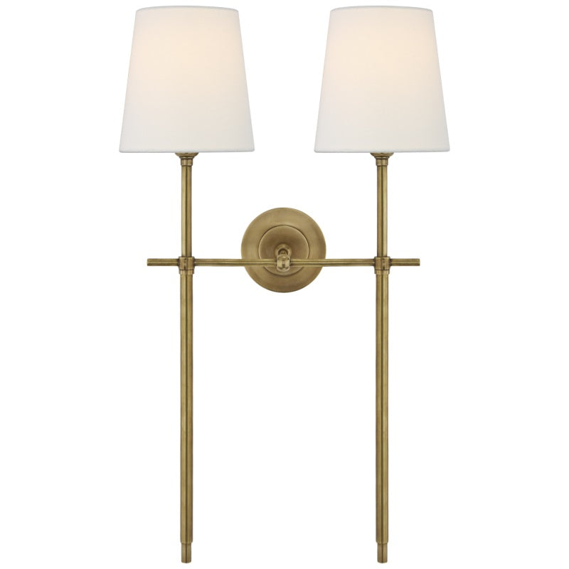 Belarion - Applique da parete con paralume in tessuto e ottone a forma conica