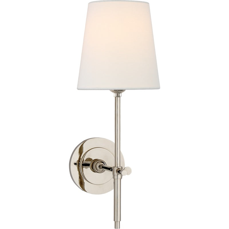 Belarion - Applique da parete con paralume in tessuto e ottone a forma conica