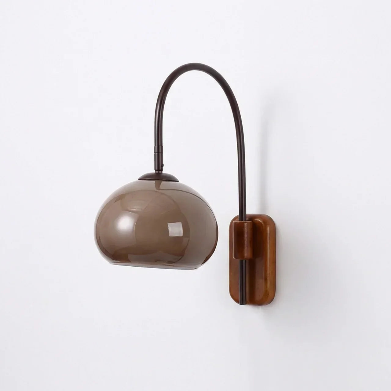 Rolen – Applique da parete in legno massello con globo in vetro, 1 luce