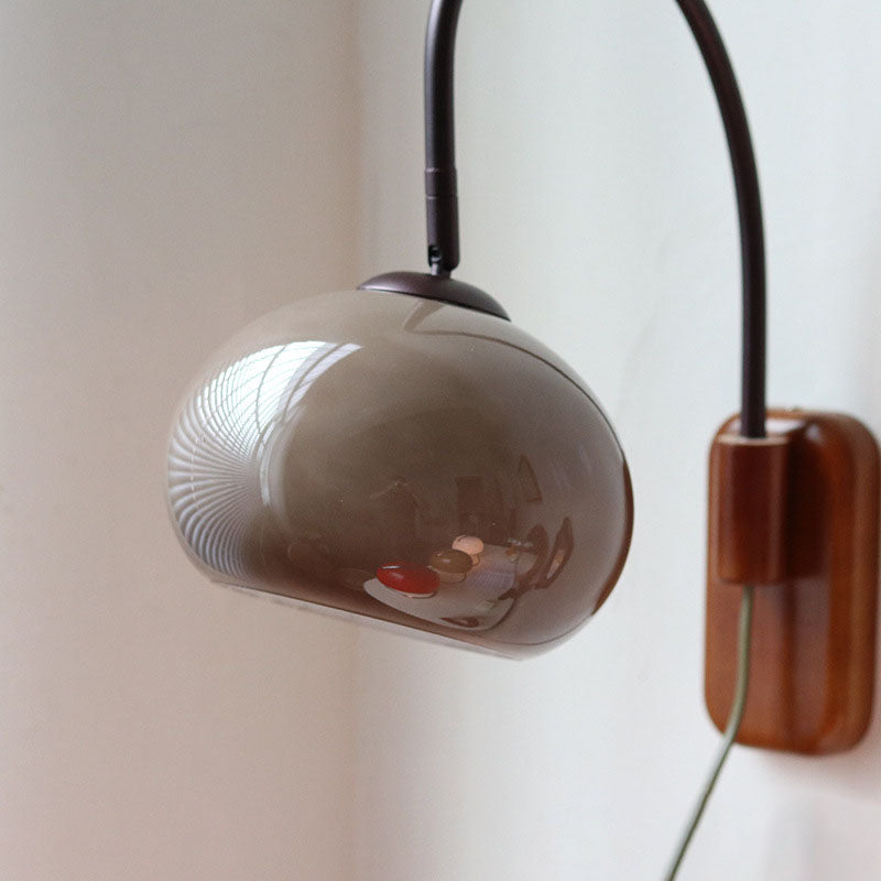 Rolen – Applique da parete in legno massello con globo in vetro, 1 luce