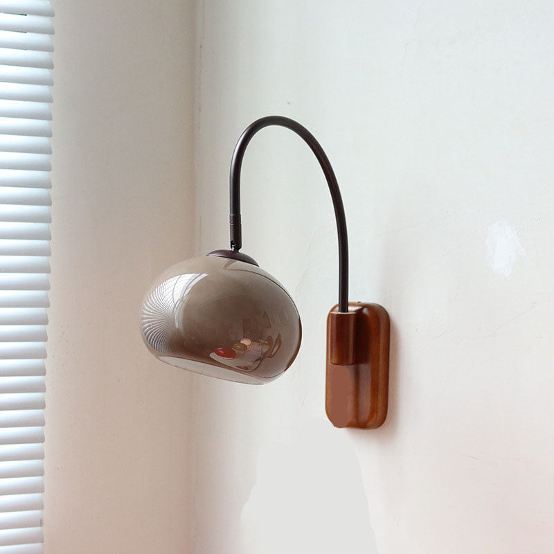 Rolen – Applique da parete in legno massello con globo in vetro, 1 luce