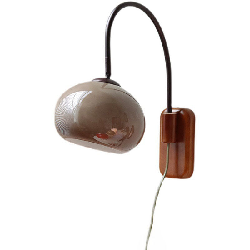 Rolen – Applique da parete in legno massello con globo in vetro, 1 luce