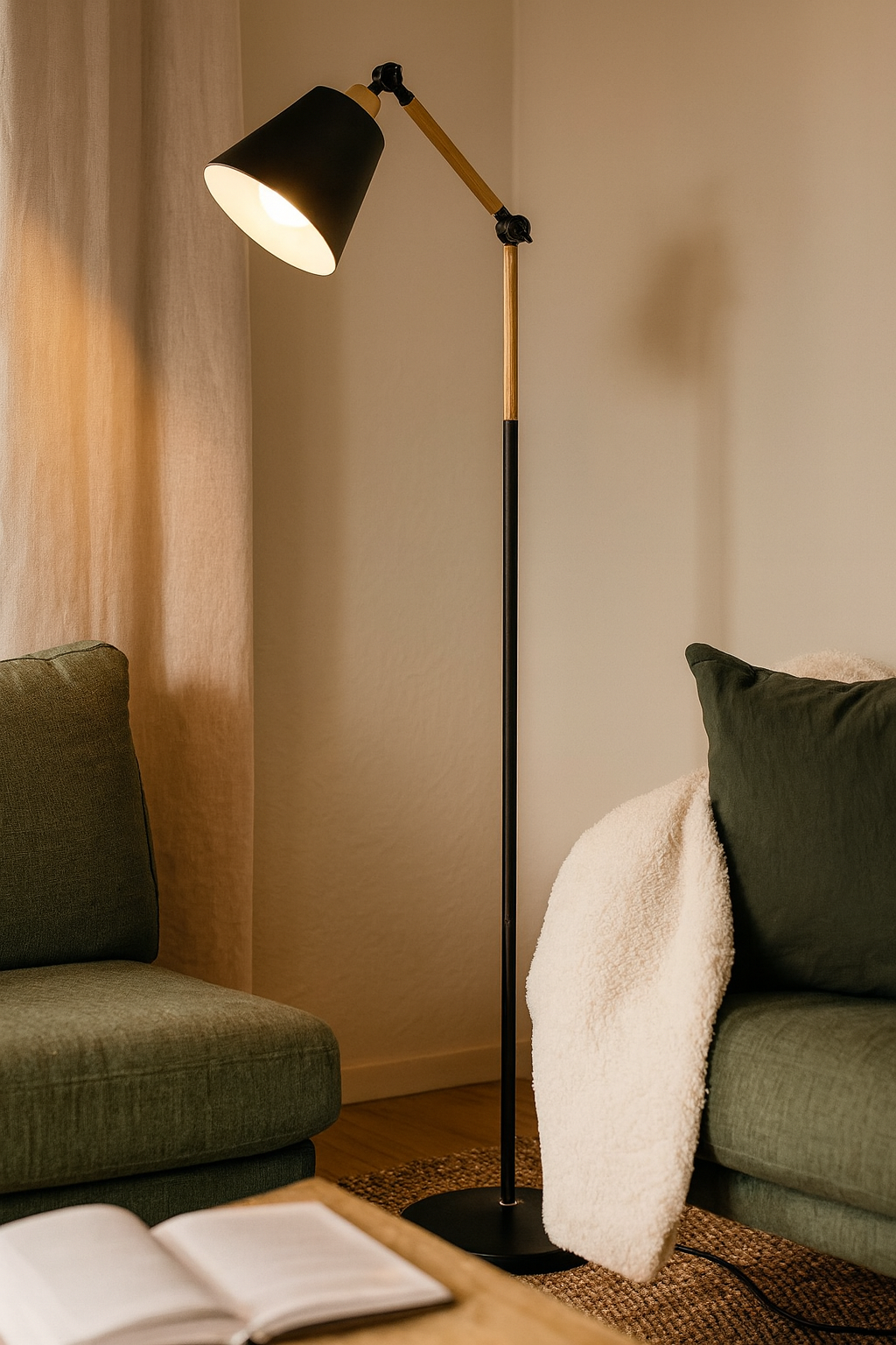 Cloean - Adjustable Wood Floor Lamp
