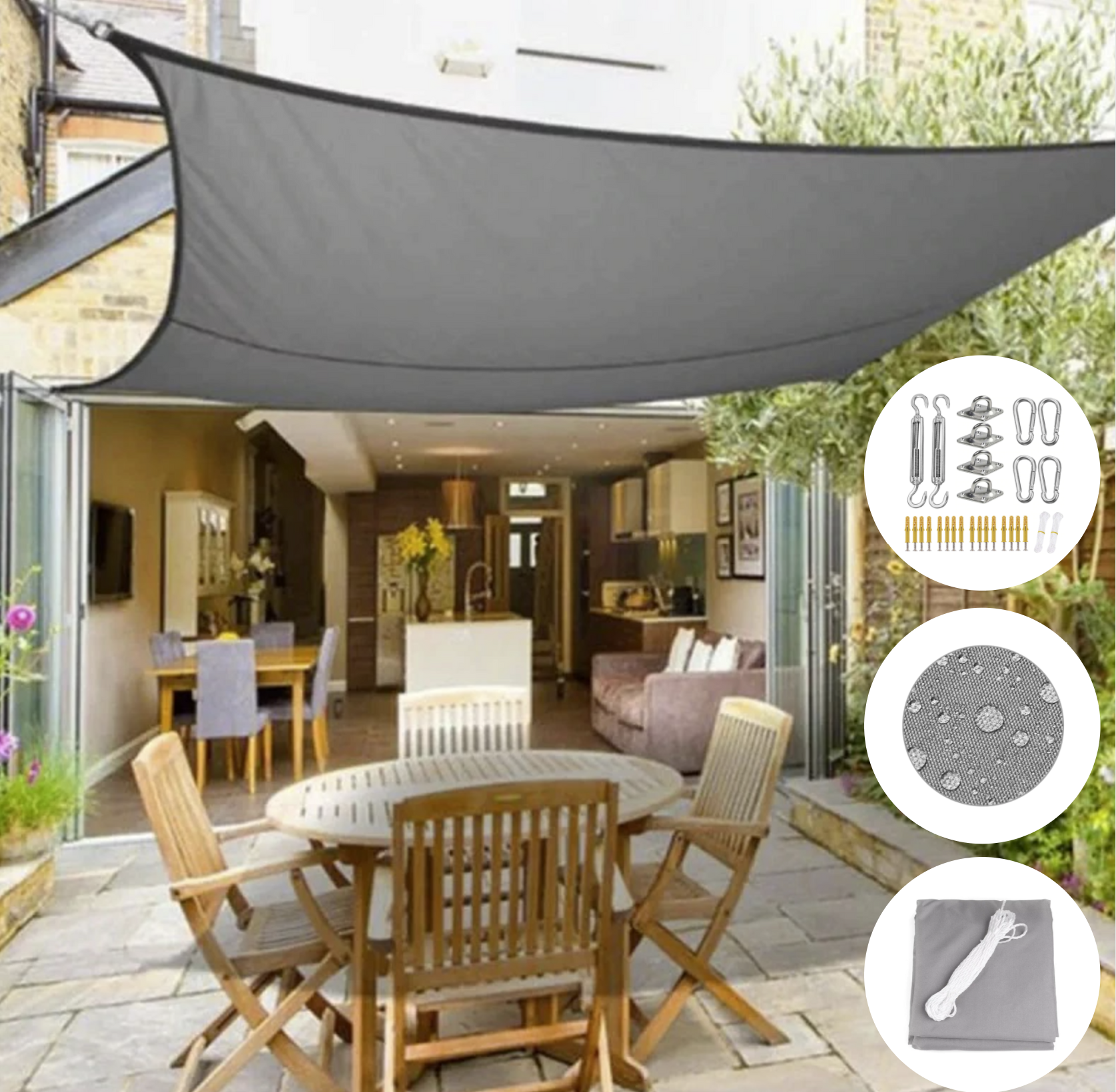 Triangle Square Rectangle Outdoor Shade Sail UV Protection Canopy