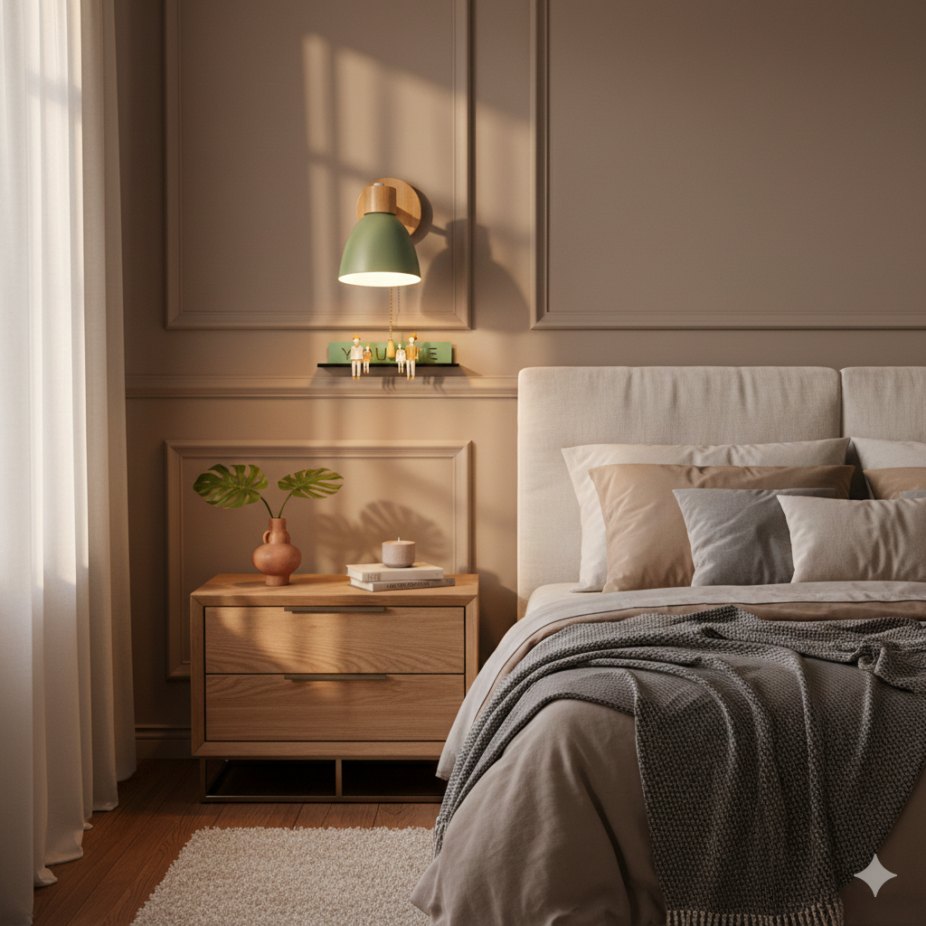 Nelvira – Lampada da parete LED minimalista in legno a forma di cono