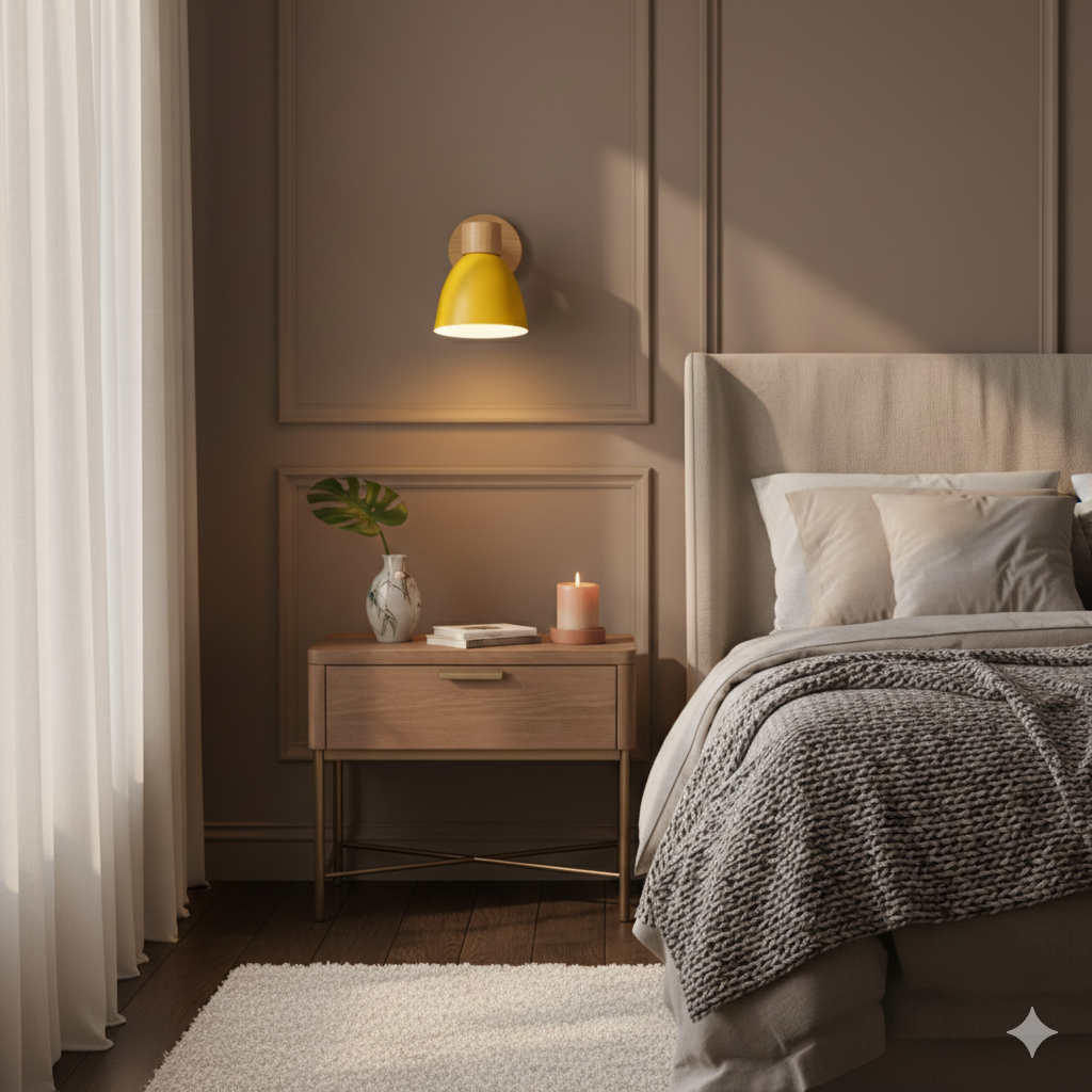 Nelvira – Lampada da parete LED minimalista in legno a forma di cono