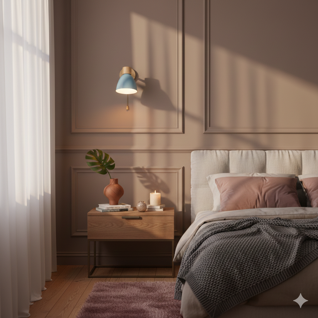 Nelvira – Lampada da parete LED minimalista in legno a forma di cono