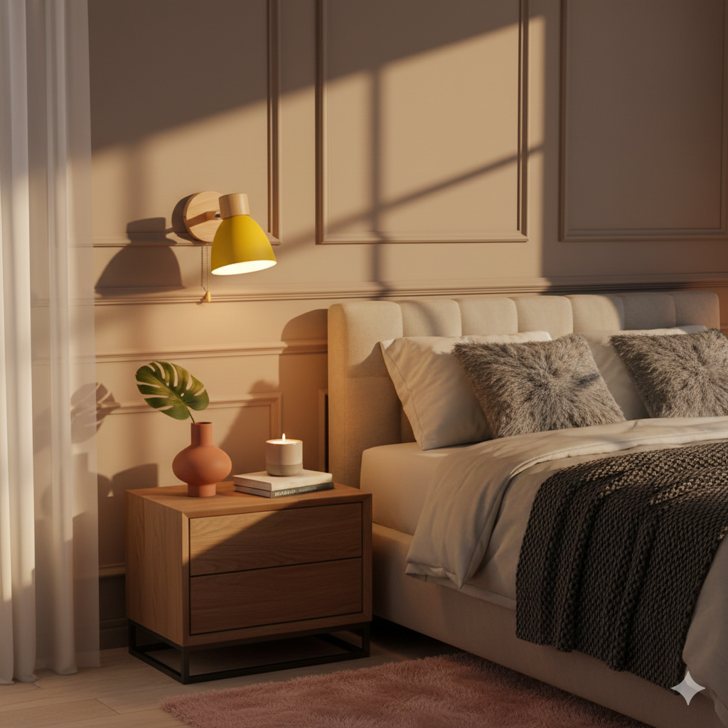 Nelvira – Lampada da parete LED minimalista in legno a forma di cono