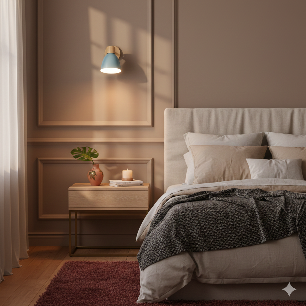 Nelvira – Lampada da parete LED minimalista in legno a forma di cono