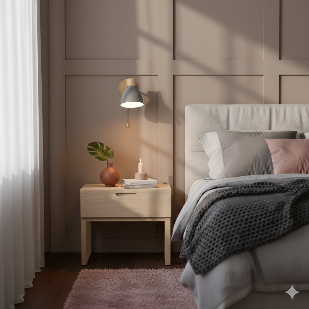 Nelvira – Lampada da parete LED minimalista in legno a forma di cono