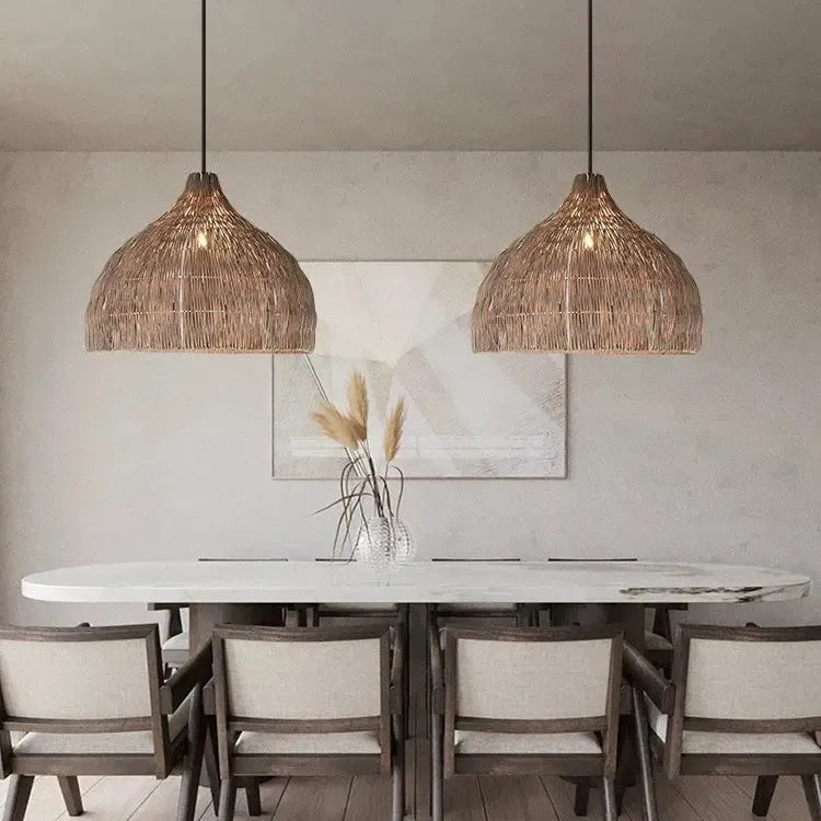 Noryu - Lampada a sospensione giapponese in legno intrecciato fatta a mano