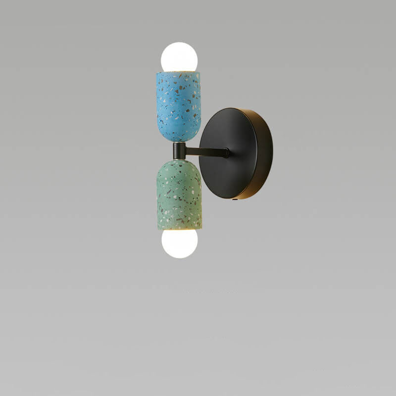Ednora – Applique murale Wabi Sabi en ciment cylindrique 2 lumières