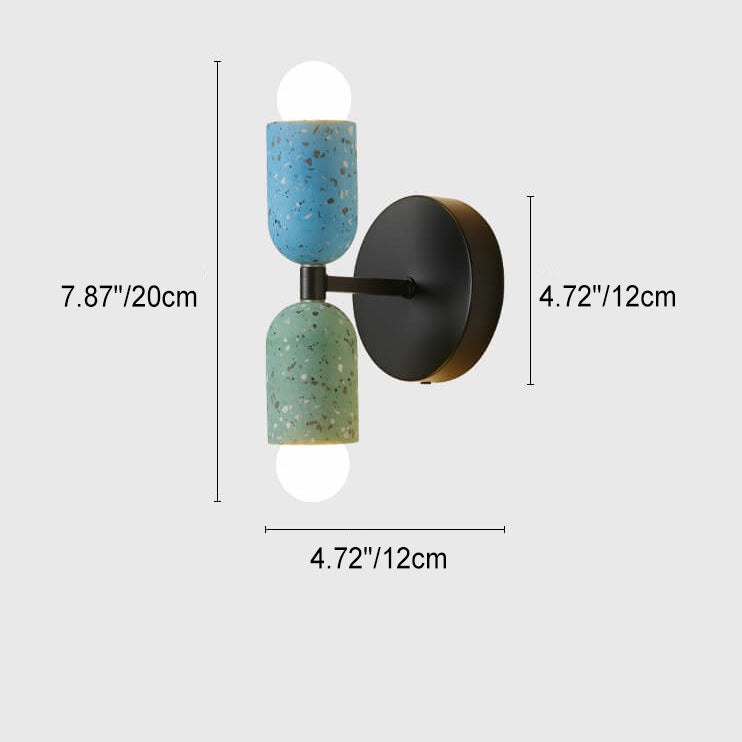 Ednora – Applique murale Wabi Sabi en ciment cylindrique 2 lumières