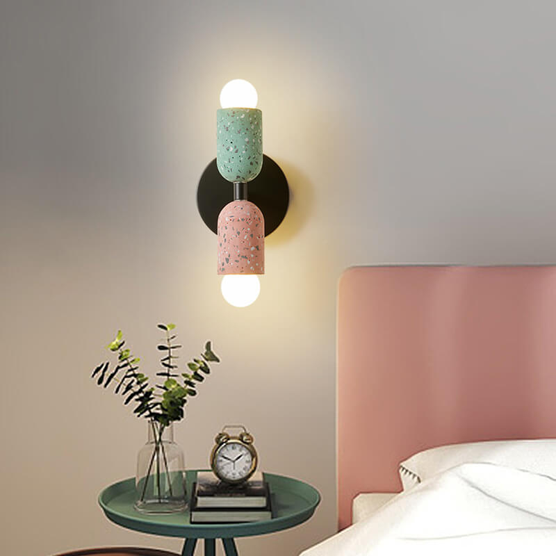 Ednora – Applique murale Wabi Sabi en ciment cylindrique 2 lumières