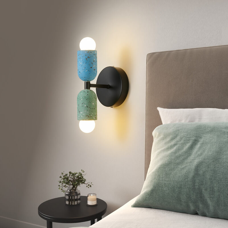 Ednora – Applique murale Wabi Sabi en ciment cylindrique 2 lumières