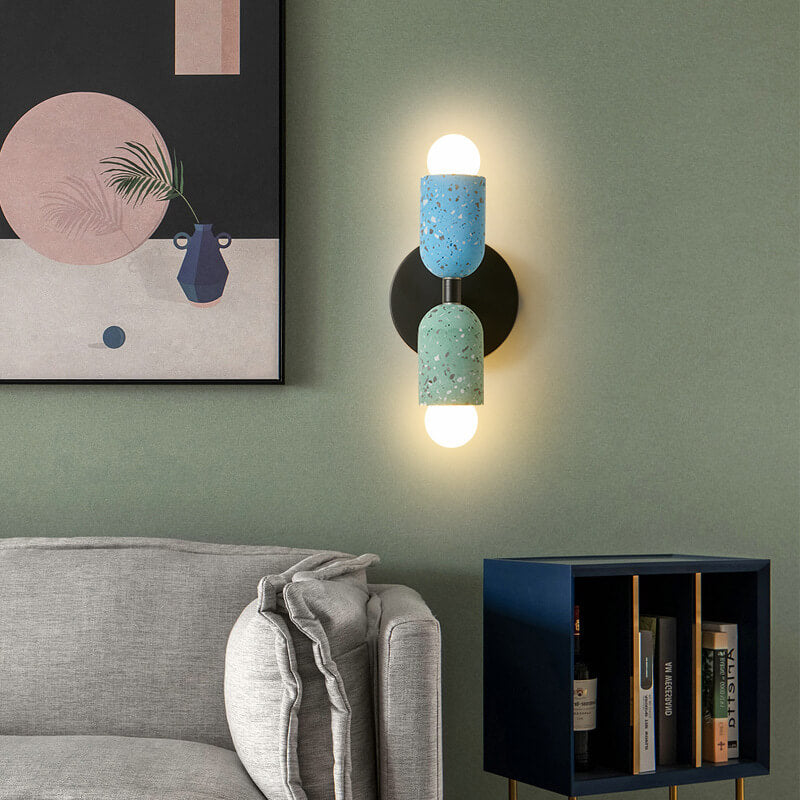 Ednora – Applique murale Wabi Sabi en ciment cylindrique 2 lumières