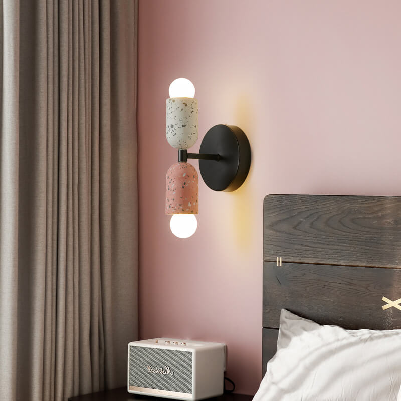 Ednora – Applique murale Wabi Sabi en ciment cylindrique 2 lumières